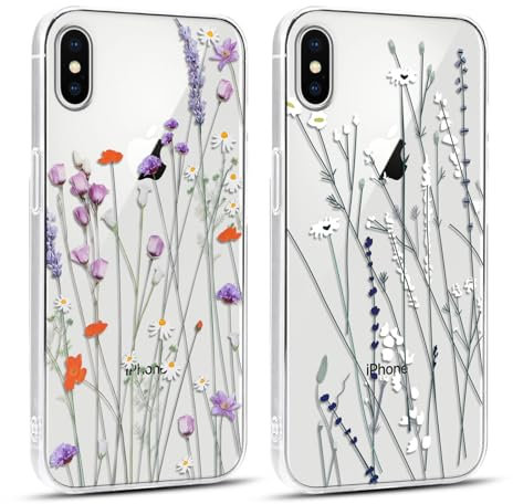 Yoedge 2 Pack Transparent Phone Case Compatible with iPhone 8/SE 2022/7/SE 2020 4.7, Soft Silicone with Clear Floral Aesthetics Pattern, Shockproof Bumper Protector Matte Cover for iPhone 7,Flowers