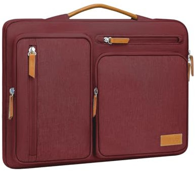 MOSISO 360 Schutz Laptoptasche 16 Zoll, 15-15,6 Zoll Laptop Tasche Hülle Kompatibel mit MacBook Pro 16 HP Acer Dell Lenovo ASUS, Seitenöffnungtasche mit 4 Reißverschlusstasche&Griff, Weinrot