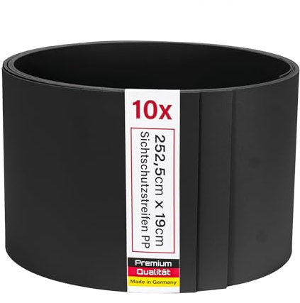 Zaunrebell Sichtschutzstreifen PP Lederoptik Anthrazitgrau, ähnl. RAL 7016-10 Stück 252x19 cm für Doppelstabmattenzaun, Gittermattenzaun