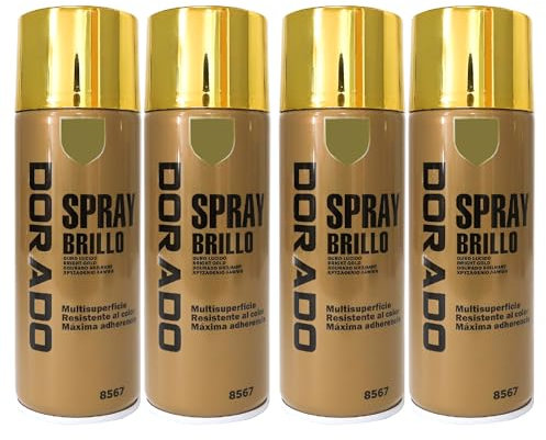 various-Pintura Spray Oro Brillo Multicolor Profesional 400ml Adecuado Metal Madera y Plástico Pack de 4 unidad