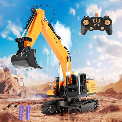 Control Bagger, Ferngesteuerter Kettenbagger, Ferngesteuerter Bagger Spielzeug für Jungen, 680° Drehung, Licht und Soundeffekten, Weihnachten Geburtstag Geschenk Junge 6 7 8 9 10 11 12 Jahre (B)