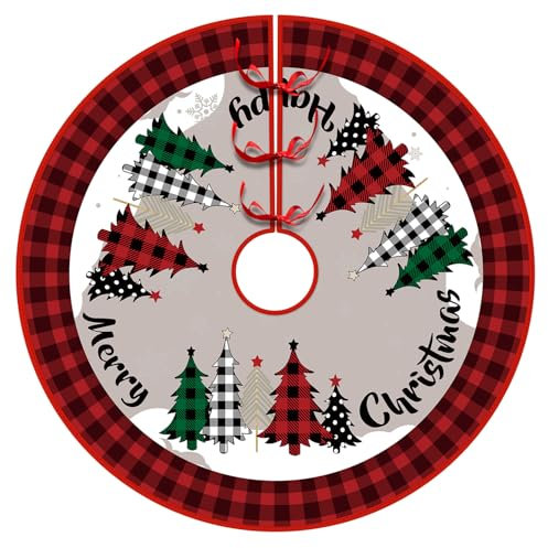 Jupe de Sapin de Noël, 120cm /48 Pouces Jupe de Sapin de Noel, Rond Cache Pied Sapin de Noel Couvre-Pied de Sapin, Tapis de Sapin de Noel pour Décorations de Vacances de Fête(05)