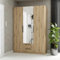 Forte CADIXO Kleiderschrank 150, moderner 3-türiger Schrank, Holzwerkstoff, Schlafzimmer, Jugendzimmer, Stauraum, Artisan Eiche Holzdekor mit Spiegel, 150,6 cm breit x 212,9 cm hoch x 58,9 cm tief
