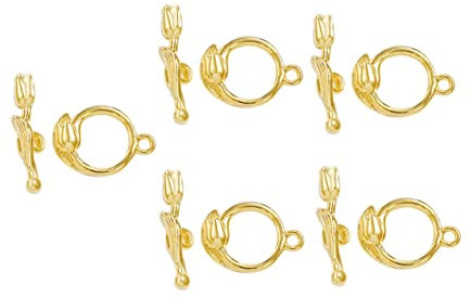 KALLORY 5 Sets Button Jewelry Toggle Clasps Jewelry Accessories Jewelry DIY Clasp Bracelet for Charms DIY Jewelry Clasp Rose Clasp Jewelry Findings Clasp Toggle Clasp Golden Metal