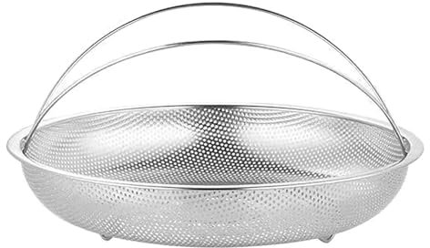 ZhiShangSmart Edelstahl Dampfkorb, Ø 22.5cm/8in Runde Mesh Dampfgarer Dampfeinsatz mit Griffe, Abtropfkorb Dünsteinsatz Korb für Instant Pot, Schnellkochtöpfe, Kochtöpfe.