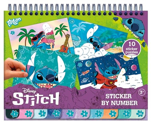 Stitch - Livre de coloriage pour enfants - Livre d'apprentissage créatif avec autocollants et images à colorier - Favorise la compréhension des chiffres et la motricité pour les petits artistes