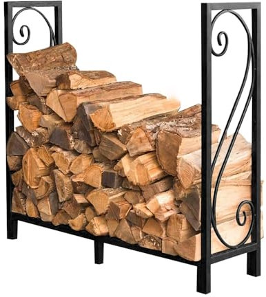 Generisch Großes Kaminholzregal 47 x 13,8 x 43,3 Zoll, Kamin-Werkzeugständer und Anzündholzhalter for den Innen- und Außenbereich, Robustes Holzlagerregal, Holzstapelhalter
