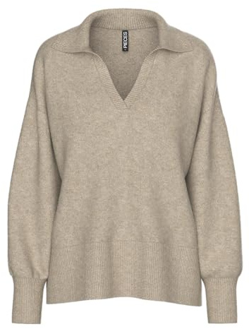 PIECES Damen Pcmalou Ls Polo Knit Noos Bc