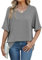 Famulily Tunic T-Shirt for Women UK V Neck Rolled Half Sleeve Baseball Grey T Shirt Soft Baggy Tee for Ladies (XXL, Grey)