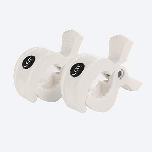 LAT Universal Kinderwagen Klammern, Universal Pram Clip zum Befestigung von Spielzeug und Wechselkleidung an Buggy Kinderwagen Babyschale (Weiß*2)