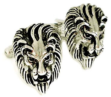 Löwenkopf Manschettenknöpfe Löwe silbern schwarz inkl. Geschenkbox MM0837 - schönes Accessoire für die Umschlagmanschette