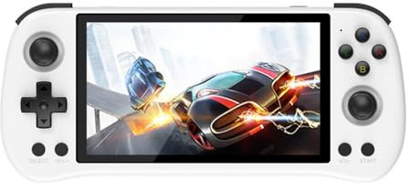 AIUOUS Powkiddy X55 Handheld Retro Game Console Built-in 20,000 Games 128G 5.5-Inch IPS Screen Video Gaming Console for Kid Adult, RK3566CPU, HDMI Interface (White)
