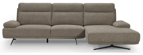 Furnhouse Seattle L-Form Ecksofa Links Braun Beige – 4-Sitzer Ecksofa mit Ottomane, Skandinavisches Design, Hochwertige Federkernpolsterung, Oeko-TEX®-zertifizierter Stoffbezug, Moderne Metallfüß