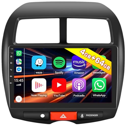 4G+64G Radio Coche GPS para Mitsubishi ASX 1/Peugeot 4008/Citroën C4 con Carplay Android Auto,Android 13 Pantalla de 10 Pulgadas con Bluetooth Mirror Link WiFi FM/RDS HiFi + Cámara Trasera