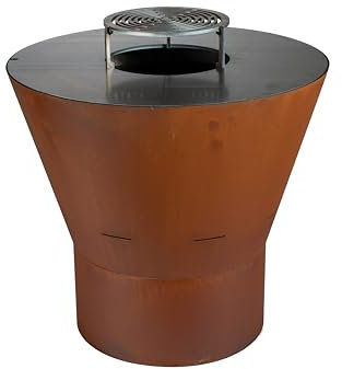 La Ferrotecnica Azalea Barbecue a Legna Design Moderno Ideale per Grigliate in Compagnia Made in Italy (Effetto Corten)