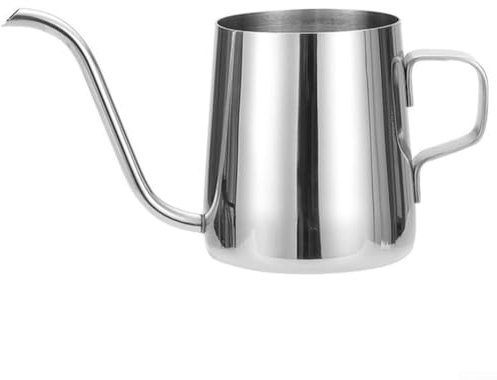 Caffettiera in acciaio inox con beccuccio lungo e stretto, perfetta per preparare caffè all'aperto (argenteo 350 ml)