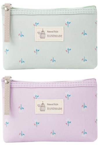 ALLY-MAGIC 2 Stück Kleine Kosmetiktasche Aus Segeltuch, Canvas Münztasche, Multifunktionale Makeup Tasche, Tragbare Kulturbeutel Für Damen, 17×11.5×4cm E23-XXHZB4