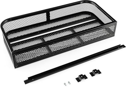 FANTASK ATV-Autogepäckkorb, ATV/UTV-Frontladekorb Metall, Leichter Aufbewahrungskörbe, Gepäckträgerkorb, 92 x 44 x 16,5 cm, Schwarz