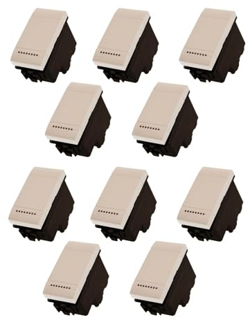 10 Pezzi Interruttore Bipolare 2P 16A 220V, Compatibile Con Bticino Living Light, Colore Bianco, Retro Illuminabile, 1 Modulo, Serie MBL