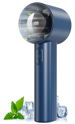 Mini Ventilatore Portatile Mano - 199 Velocità Regolabili con 6 Preset, Batteria 3000mAh Ricaricabile USB, Display LED & Ultraleggero con Cordino, Ventilatore Piccolo per Esterno Viaggi Ufficio Casa