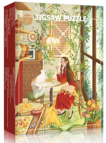HUADADA Puzzle 500 Teile,Klassische Puzzles Familieninteraktives Geschenk-500 Teile Puzzle Frau Im Roten Kleid(Ohne Geteilte Rückseitenbereiche)