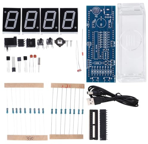 Lurrose Scm Mikrocomputeruhr Bausatz mit LED Weißes Gehäuse Selbstgemacht Elektronikprojekt für Zuhause und Schule ohne Batterie