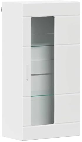 Foknhdi Armoire en bois blanc 50 x 29 x 100 cm en matériau à base de bois, design moderne, durable et grand espace de rangement, armoire murale pour salon, chambre à coucher et bureau