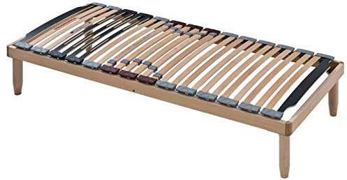 Evergreenweb - Sommier Simple 80x190 cm en Bois de hêtre avec Amortisseur,lit avec Lattes basculantes et régulateurs de rigidité - Pieds Inclus - Idéal pour Tous Les Lits et Matelas - Lemon