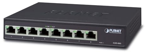 Planet 8-Port 1000Base-T Desktop Gigabit Ethernet Switch -, GSD-805 (Gigabit Ethernet Switch - Internal Power)