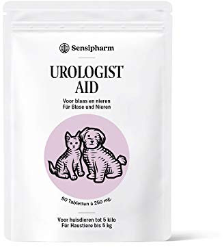 Sensipharm Urologist Aid - Blasenformel bei Blasengrieß, Struvit, Oxalat, Nierensteine, Blasenentzündung Medikamente. 90 Tabletten a 250 mg. für Katzen, Kleine Hunde, Meerschweinchen, Kaninchen