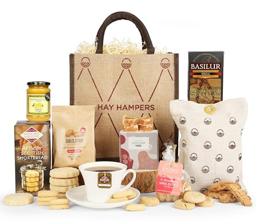 Afternoon Tea Hamper For 2 – Includes Italian Biscuits, Cookies, Shortbread, Fudge & Tea – Gift Hamper for Anniversary, New Home, Birthday, Celebrations, Thank You Gift – by Hay Hampers