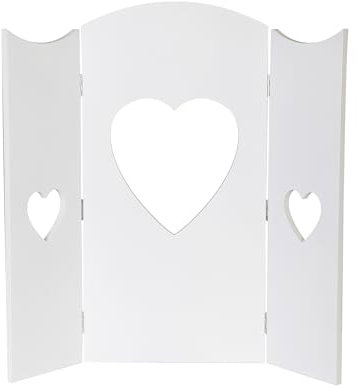 DRULINE Heart Ombrello da parete – Decorazione per finestra in legno, per persiane, in stile shabby chic, 60 x 58,5 cm, pieghevole, disponibile in grigio, naturale, bianco, rustico, vintage, interno
