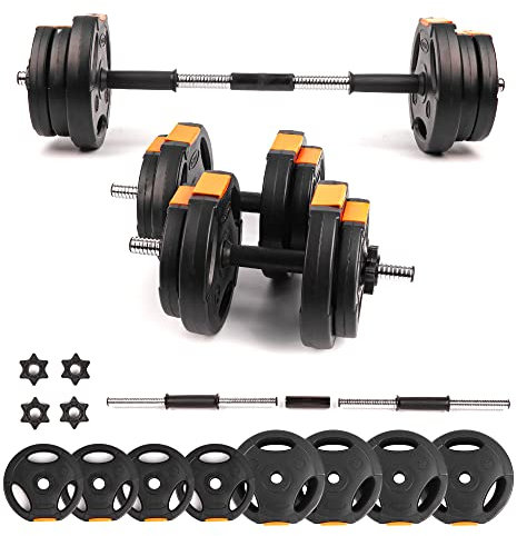 Phoenix Fitness RY936 Gewichtsset für das Heim-Fitnessstudio - Hantel für Fitness- und Krafttraining - Vinyl-Hanteln mit Langhantel-Glied, 15kg