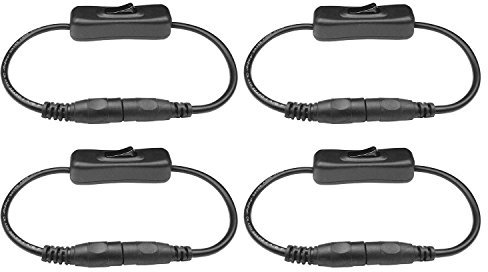 LitaElek 4pcs 22AWG Cable Interruptor DC 12V 5,5mm x 2,1mm DC Interruptor Tira de LED Interruptor Cable Conector Jack DC Switch Cable para Tira LED y otros Dispositivos DC 5V 9V 12V 24V, Negro