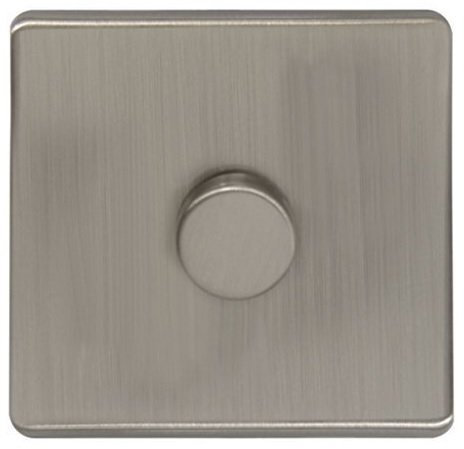 LED Dimmer Switch Brushed Chrome Screwless Finish 1 Gang 2 Way 100w N352DME