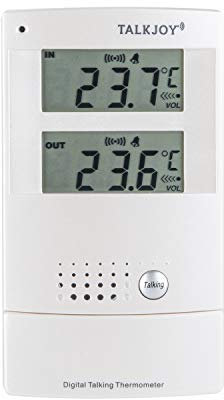 PROFI Sprechendes Innen- und Außenthermometer Frostwarner Hitzewarner Raum Thermometer Temperatur messen Sprachknopf Blinde Blindenthermometer Wetterstation (Deutsche Sprachausgabe)