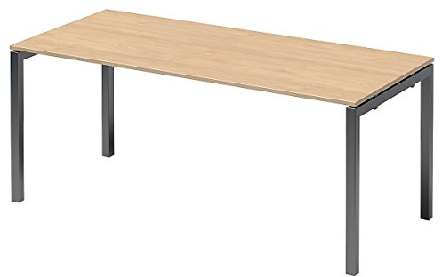 BISLEY Cito Schreibtisch, 740 mm höhenfixes U-Gestell, Metall, Mp334 Dekor Ahorn, Gestell Anthrazitgrau, 80 x 180 x 85 cm