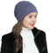 DonDon Mütze Damen Wintermütze Slouch Beanie gefüttert mit schwarzem Strass blau
