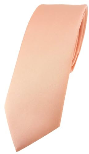 TigerTie Herren Krawatte – schmale 5,5 cm Krawatte in lachs einfarbigem Design, ideal für Geschäftstermine, festliche Anlässe und die Freizeit