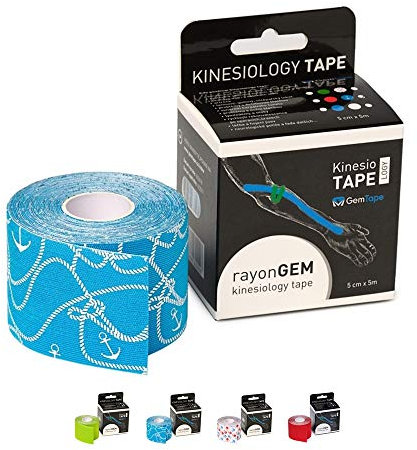 GemMedical RayonGEM Kinesiologie tape Blue Rolle 5cm x 5m | Kinesiotapes | Wasserfestes & elastisches | Hautfreundliche Sport Tapes | Profi Physio Tape | Muskelunterstützung | Blau