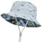 Durio Baby Sonnenhut Atmungsaktiv Sommerhut Kinder Fischerhut UV-Schutz Unisex Cap mit Verstellbarem Bindebändern Blau mit Fisch 4-8 Jahre