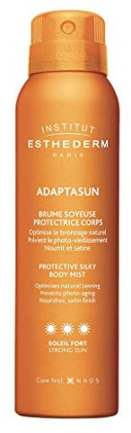 Institut Esthederm - Adaptasun - Brume Soyeuse Protectrice Corps - Optimise le Bronzage Naturel - Sublimer et Protéger - Soleil Fort - Aérosol 150ml