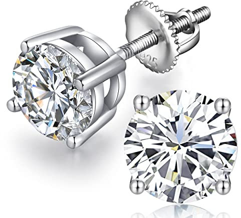 Diamond Earrings Men Zirconia Stud Earrings Hypoallergenic Earring 925 Sterling Silver Studs For Men Women White Gold Nickle Free Cz Earring Studs 5mm