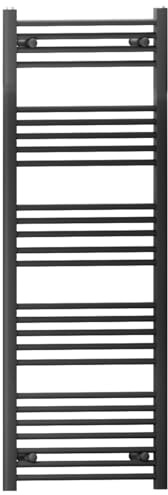 Myhomeware 600mm Wide Straight Flat Black Heated Bathroom Designer Towel Rail Radiator For Central Heating (Alyssa 600 / 1400mm Black)