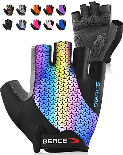 BEACE Cycling Gloves - Half Finger Road Bike Bicycle Gloves for Men and Women-5MM Breathable Anti-Slip Shock-Absorbing Pad Gym Motorcycle Light Weight Mountain Bike Gloves