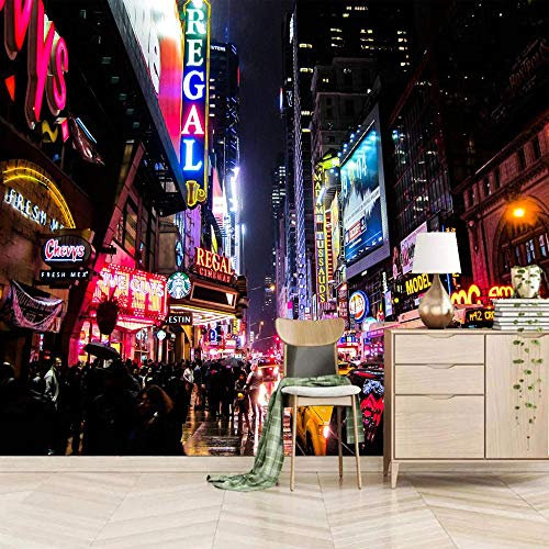 3D Wallpaper for Living Room 118x82.7 inch Neon Street View Wall Mural Non-Woven Murals Wall Art Modern Design Print Home Decoration Livingroom Bedroom