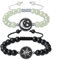 COAI Geschenkideen Ying und Yang Armbänder aus Mattem Onyx und Prehnit mit Sonne und Mond Charm