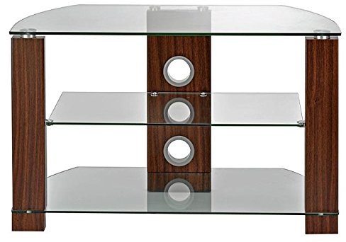 TV Stand, Clear Glass/Walnut UP to 40 | Stand/Supports LCD/Plasma Screen Audio Visual, 1 X Qty - AVS-L630-800 / 3WC