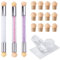 Belvanr 3 Stück Doppelter Nail art Schwamm, Babyboomer Pinsel,Sponge Brush Applikator inkl 12 Ersatzköpfe und 1 Silikon Nagel Stempel Nagel-Kunst-Werkzeuge, für UV Gel und Falsche Nägel