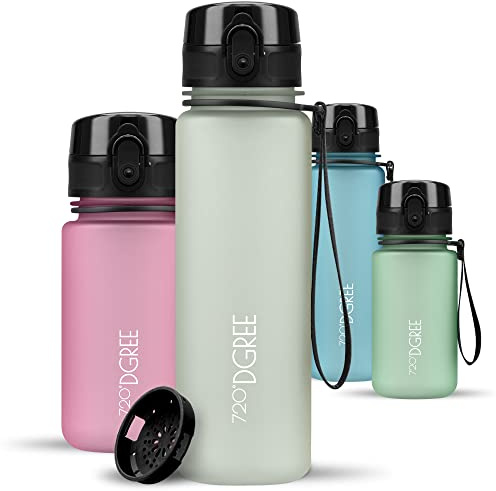 720°DGREE Trinkflasche Kinder 500ml “uberBottle“ softTouch +Sieb - Auslaufsicher, BPA-Frei - Flasche für Schule, Sport, Fitness - Wasserflasche aus Tritan - Schmal, Leicht, Stoßfest, Wiederverwendbar